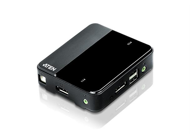 Aten KVM 2-Port DP 4K DP USB2 m/Kabler 